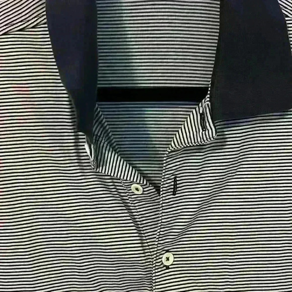Men’s polo blue stripes size large - Picture 2 of 5